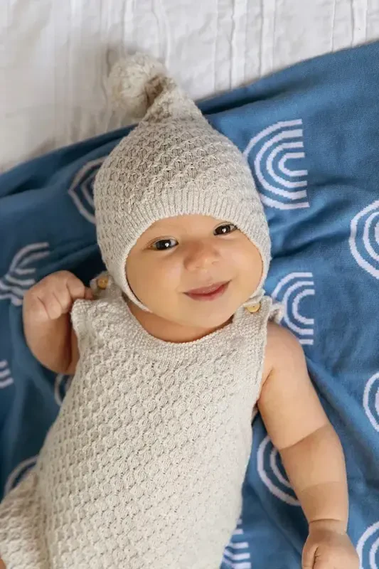 Qiz va O'g'il chaqaloq uchun trikotaj to'quv chaqaloq adyoli 85cm X85cm Rainbow Moviy-Moviy Rainbow - 4