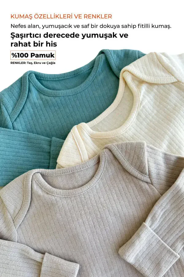 Qiza Unisex 3 Parça Uzun Kollu Kendinden Patikli Z - 2