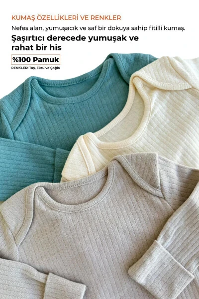 Qiza Unisex 3 Parça Uzun Kollu Kendinden Patikli Z - Modazone (1)