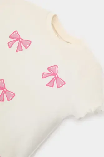 Qizaloq Bolalar Velosiped Yoqali Lenta Bosilgan Fitilli Kashkorse Yengli T-ko'ylak E6681A525SM - DEFACTO (1)