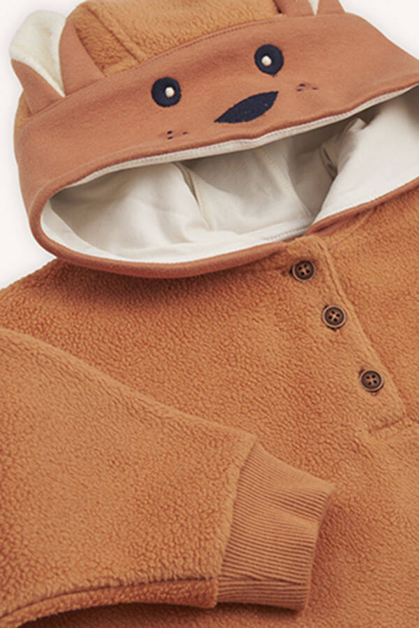 Qizaloq kashta detallari bilan g'isht rangli svitshot - 3