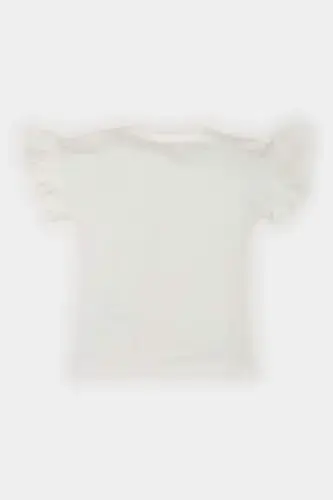 Qizaloqcha Velosiped Yaka Balerin Bosmali Qisqa Yengli - 3