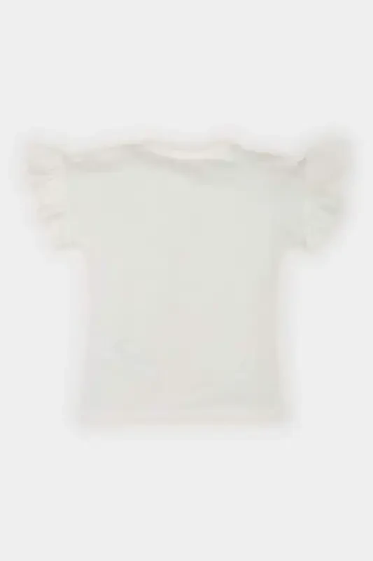 Qizaloqcha Velosiped Yaka Balerin Bosmali Qisqa Yengli - 3