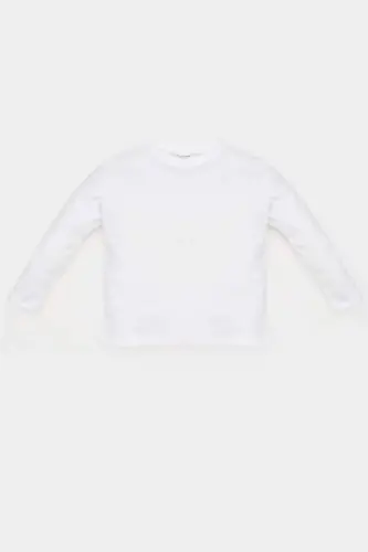 Qizcha chaqaloq velosiped yoqali oddiy tekis uzun qisma futbolka - 1