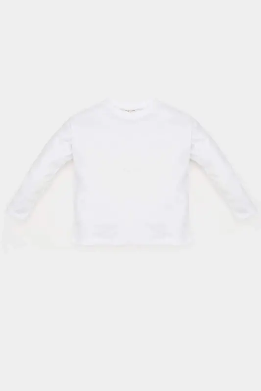 Qizcha chaqaloq velosiped yoqali oddiy tekis uzun qisma futbolka - 1