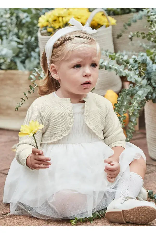 Qizcha uchun bej meroserlangan Bolero 00306-051 - 1