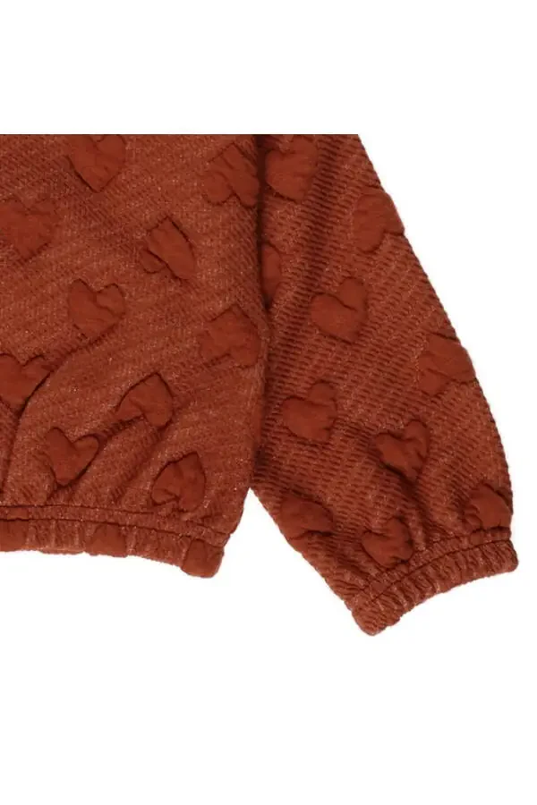 Qizcha uchun g'isht rangli qisqartirilgan svitshot - 9