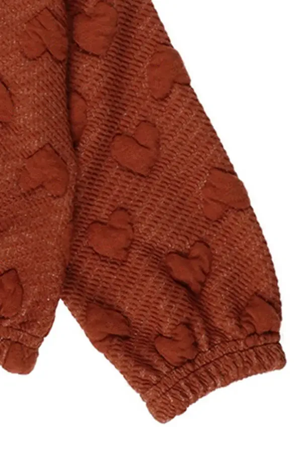 Qizcha uchun g'isht rangli qisqartirilgan svitshot - 3