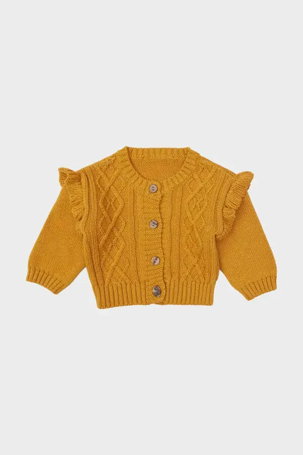 Qizcha uchun sariq kardigan 23FW0LT7702 - 4