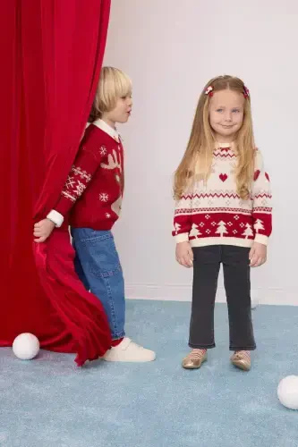 Qizcha uchun velosiped yoqali naqshli ko'ylagi C8437a5bg744mc - 1