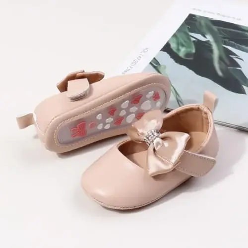 Qizchalar uchun sal kamonli paxtali sirpanmaydigan taglikli go‘daklarning birinchi qadam princessa ko‘ylak beshik to‘y tuflilari Bellocasa Baby Mary Jane Flats - 2