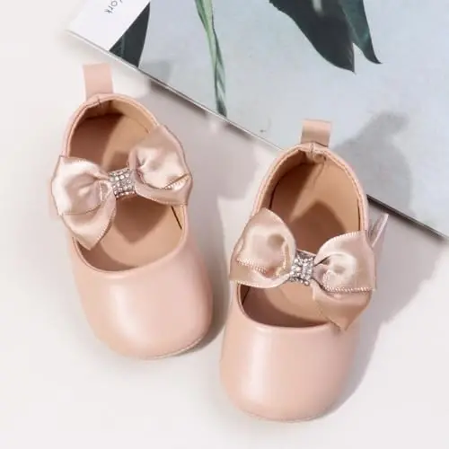 Qizchalar uchun sal kamonli paxtali sirpanmaydigan taglikli go‘daklarning birinchi qadam princessa ko‘ylak beshik to‘y tuflilari Bellocasa Baby Mary Jane Flats - 4
