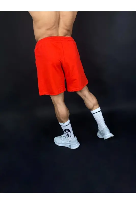 Qizil Erkak Black Bosmali Regular Fit Cho'ntakli Short-Qizil - 3