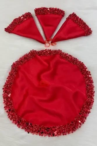 Qizil Kelin Kuyov Ro'molcha, Yorqin Porloq Sequins Tafsilotli To'y Halay Kelin Kuyov Kelinlik So'z Noshon Kına Sunnat Ro'mol-MENDILIŞILMODELKIRMIZICE - 15