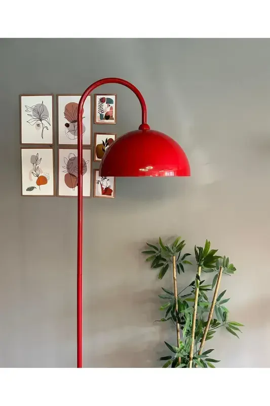 Qizil Lyustra Zamonaviy Dekorativ Metall Mehmonxona Ishxonasi Poydevor Lampa-Qizil - 5