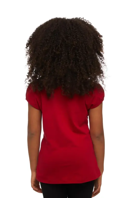 Qizil qizaloq qisqa yengli asosiy futbolka - POPPY RED - 3