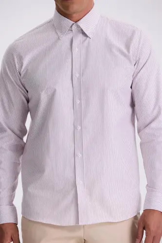 Qizil rangdagi tugmali yoqali, qulay kiyiladigan 100% paxtadan ishlab chiqarilgan ko'ylak - 3