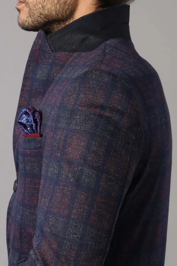 Qizil rangli skotch naqshli erkaklar qisqa paltosi - Wessi - 2