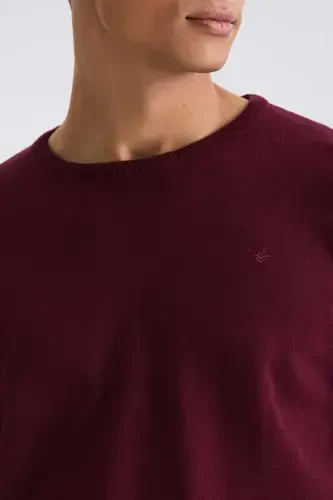 Qizil Silliq Mos Galli Yoqa Triko Ko'ylak - 3