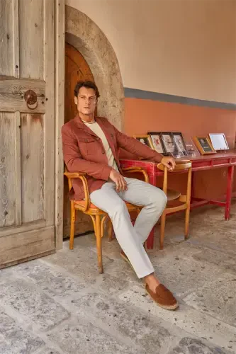 Qizil Slim Fit cho'ntakli mavsumiy safari kurtkasi - JAKAMEN (1)