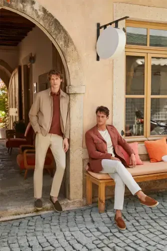 Qizil Slim Fit cho'ntakli mavsumiy safari kurtkasi - 5