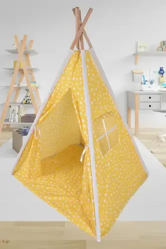 Qizil terili bolalar o'yin chodiri uyi Play Tent-Sariq - 1