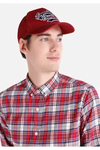 Qizil to'qimalı slim fit uzun yengli erkaklar ko'ylak - 4