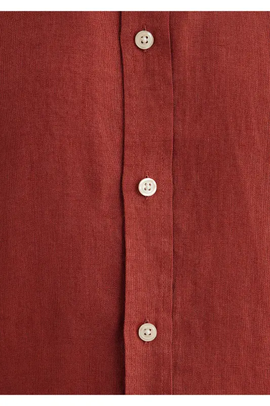 Qizil Zig'ir Ko'ylak Slim Fit / Tor Kesim 0211466- - 6