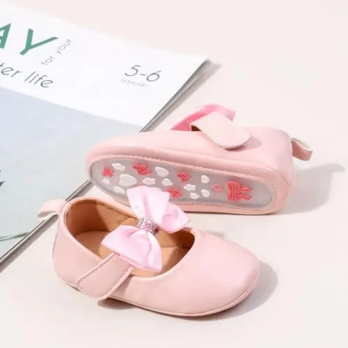 Qizlar uchun Bellocasa Baby Mary Jane poshnali poyabzali, kapalak tugunli, paxtadan qilingan sirpanmaydigan taglikli, go‘daklar uchun ilk yurish va malika ko‘ylagi, beshik hamda to‘y poyabzallari - 2
