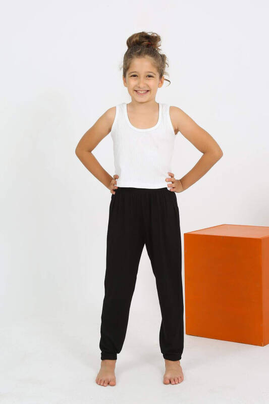 Qizlar uchun nolli qisma qo'ltiqsiz oq pijama kostyumi 20433 - 7