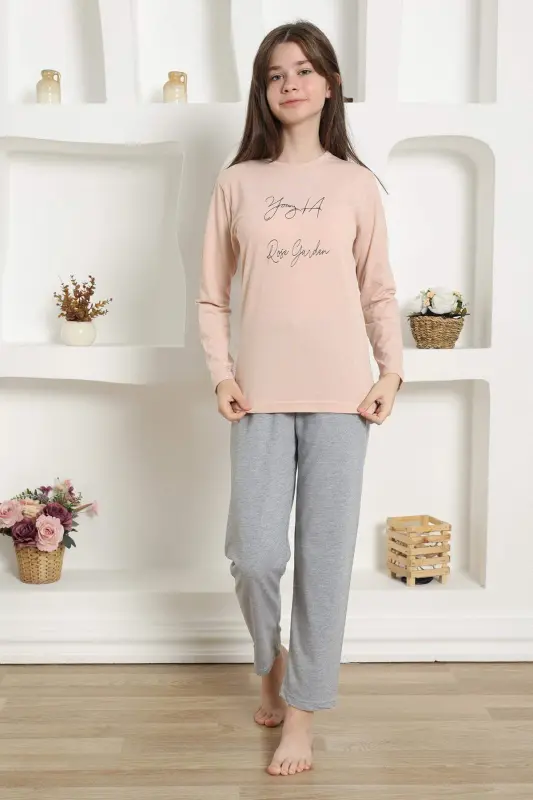 Qizlar uchun paxta pijama toʻplami 20425 - BÜYÜKBEDENIZ