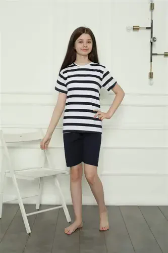 Qizlar uchun paxta shortli pijama to'plami 20406 - 8
