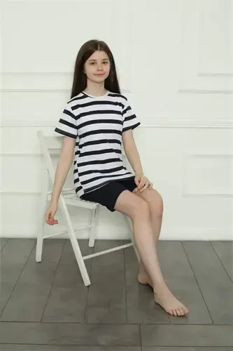 Qizlar uchun paxta shortli pijama to'plami 20406 - 6