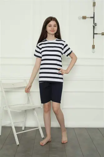 Qizlar uchun paxta shortli pijama to'plami 20406 - 5