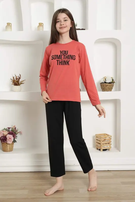 Qizlar uchun paxtadan tayyorlangan pijama to'plami 20423 - 10