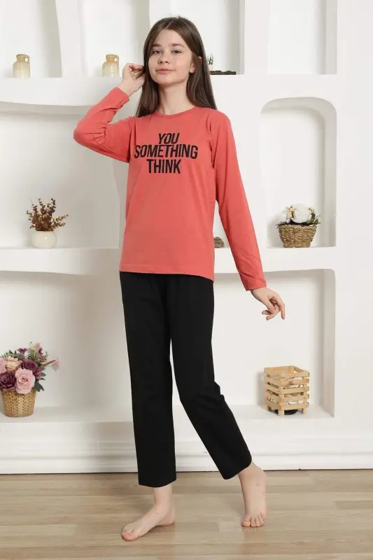 Qizlar uchun paxtadan tayyorlangan pijama to'plami 20423 - 12
