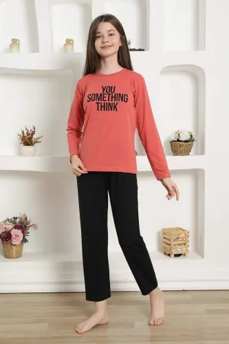 Qizlar uchun paxtadan tayyorlangan pijama to'plami 20423 - BÜYÜKBEDENIZ (1)
