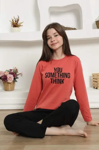 Qizlar uchun paxtadan tayyorlangan pijama to'plami 20423 - 8