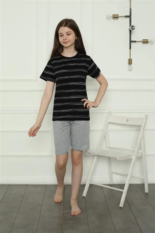 Qizlar uchun paxtadan tikilgan pijama (shorti 20405) - 11