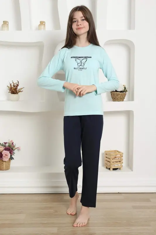 Qizlar uchun penye pijama to'plami 20421 - 10