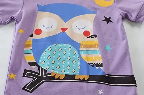 Qizlar uchun qisqa yengli pijama, 100% paxta, yosh bolalar uchun pijama, suv parisi naqshli uyqu kiyimi, unicorn pijama, yozgi kiyimlar to‘plami 1-7T - 3