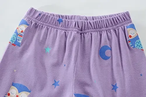 Qizlar uchun qisqa yengli pijama, 100% paxta, yosh bolalar uchun pijama, suv parisi naqshli uyqu kiyimi, unicorn pijama, yozgi kiyimlar to‘plami 1-7T - 5