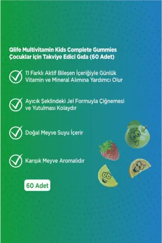 Qlife Bolalar uchun Kompleks Multivitaminlar 60 ta Chaynabilar Tabletka - QLIFE (1)