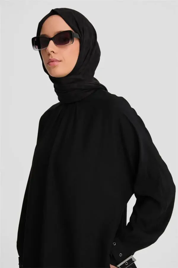 Qўltiqcha bilan tunika koʻylak 24k4314 Qora - 3