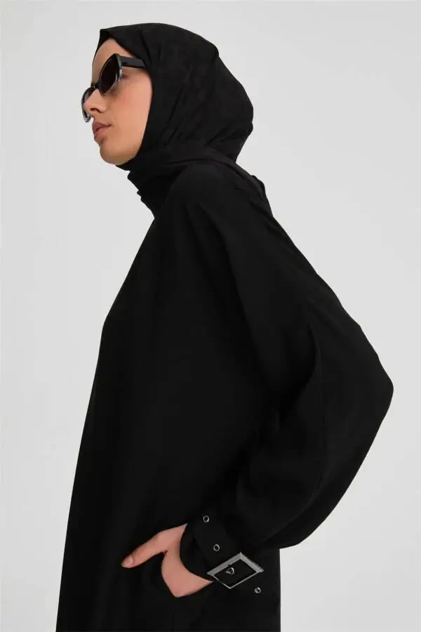 Qўltiqcha bilan tunika koʻylak 24k4314 Qora - 4