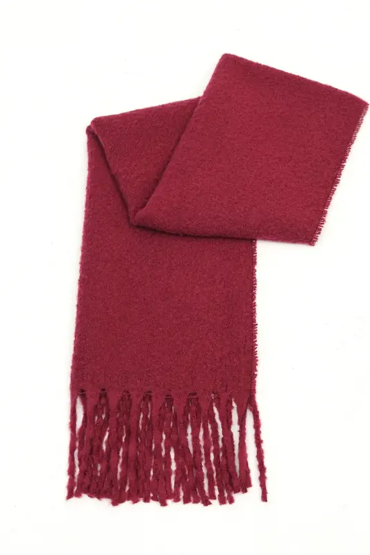 Qohira Bouclé 100% Buklet Yumshoq Premium Trend Bordo sharf-Bordo - 6