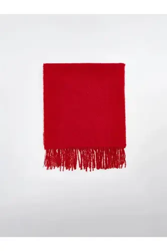 Qohira Bukle 100% Buklet Yumshoq Tegish Premium Trend Bordo Melanj Sharf-Moulin Rouge Qizil - 3