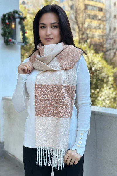 Qohira Bukle 100% Darçin-bej Bukle Premium Shol - NOVON