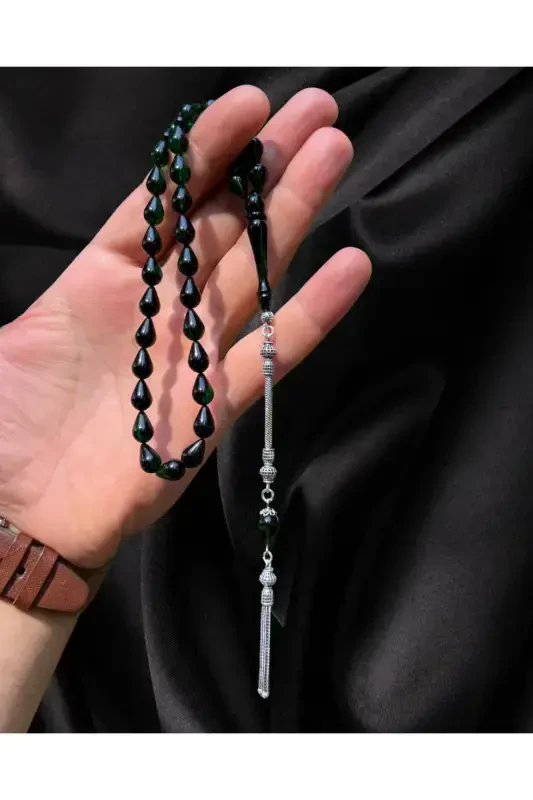 Qo'lda ishlangan olov kehribar tasbeh – Kumush dizayn va nafislik - 3