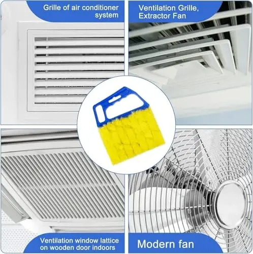 Qo'lda ishlatiladigan ko'rlar tozalagichi Panjurlar, parda cho'tkasi chang tozalagichi 7 ta olinadigan mikrofiber yeng, konditsioner uy gadjetlari, avtomobil shamollatgichlari, 7 ta pichoqli fan panjurlari (ko'k 2Pack) - 4